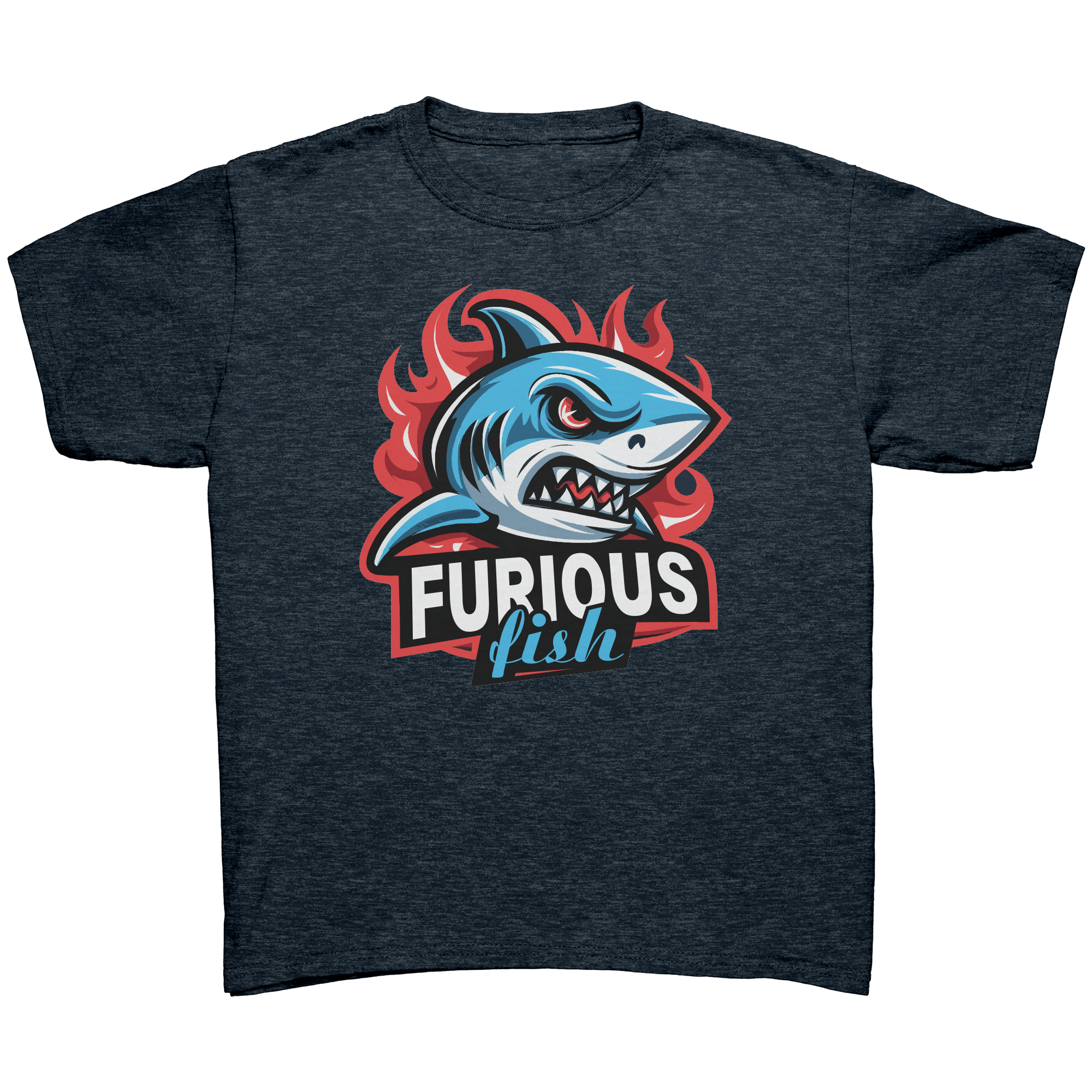 Dive into fierce fashion with Sammy the Shark T-Shirt – From the Exclusive 'Furious Fish' Collection (Children's Unisex)