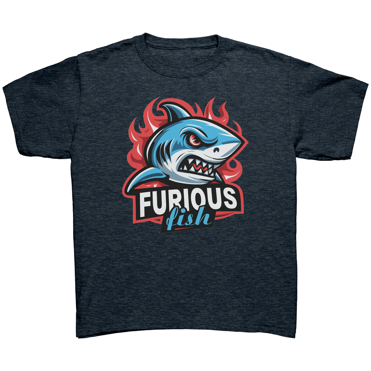 Dive into fierce fashion with Sammy the Shark T-Shirt – From the Exclusive 'Furious Fish' Collection (Children's Unisex)