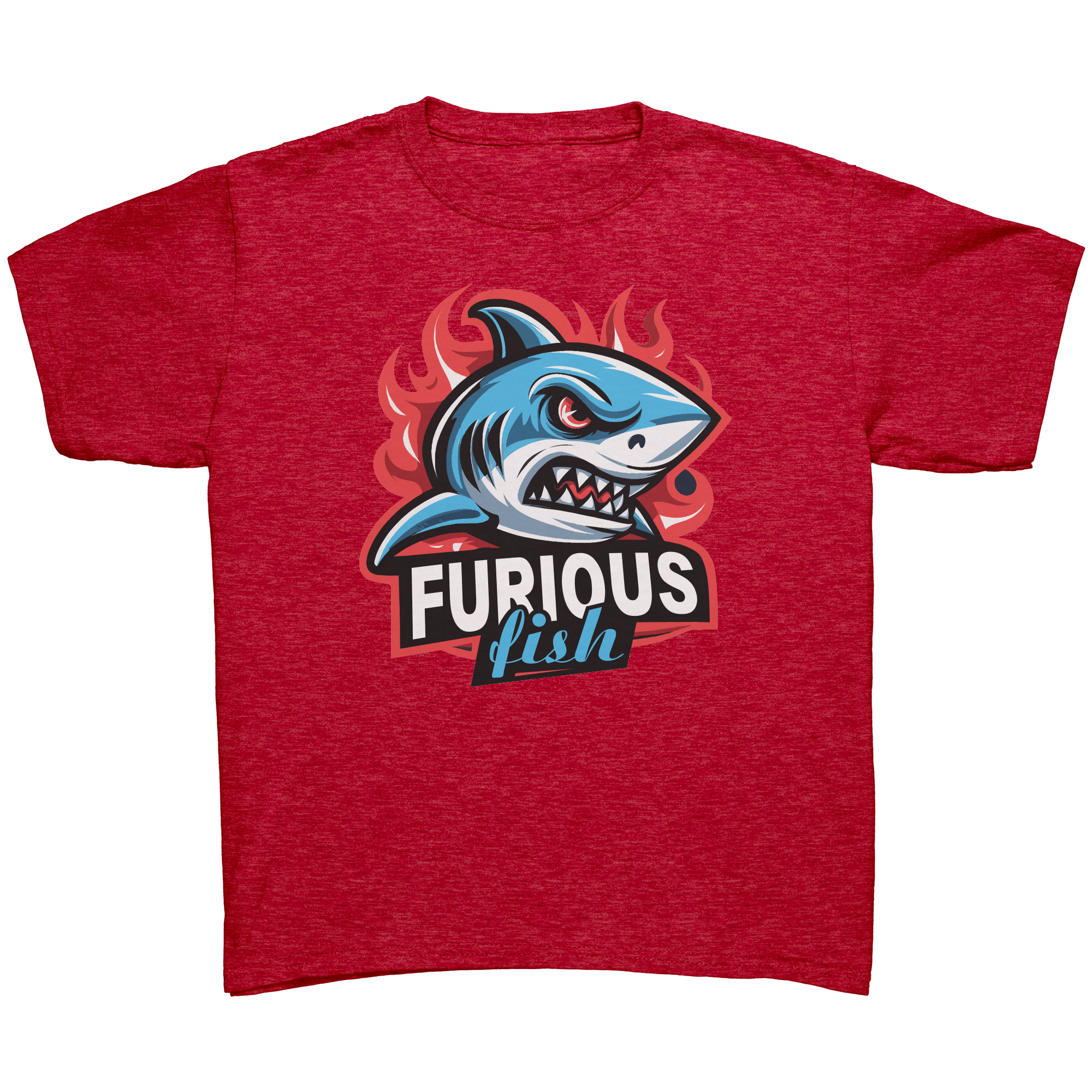 Dive into fierce fashion with Sammy the Shark T-Shirt – From the Exclusive 'Furious Fish' Collection (Children's Unisex)