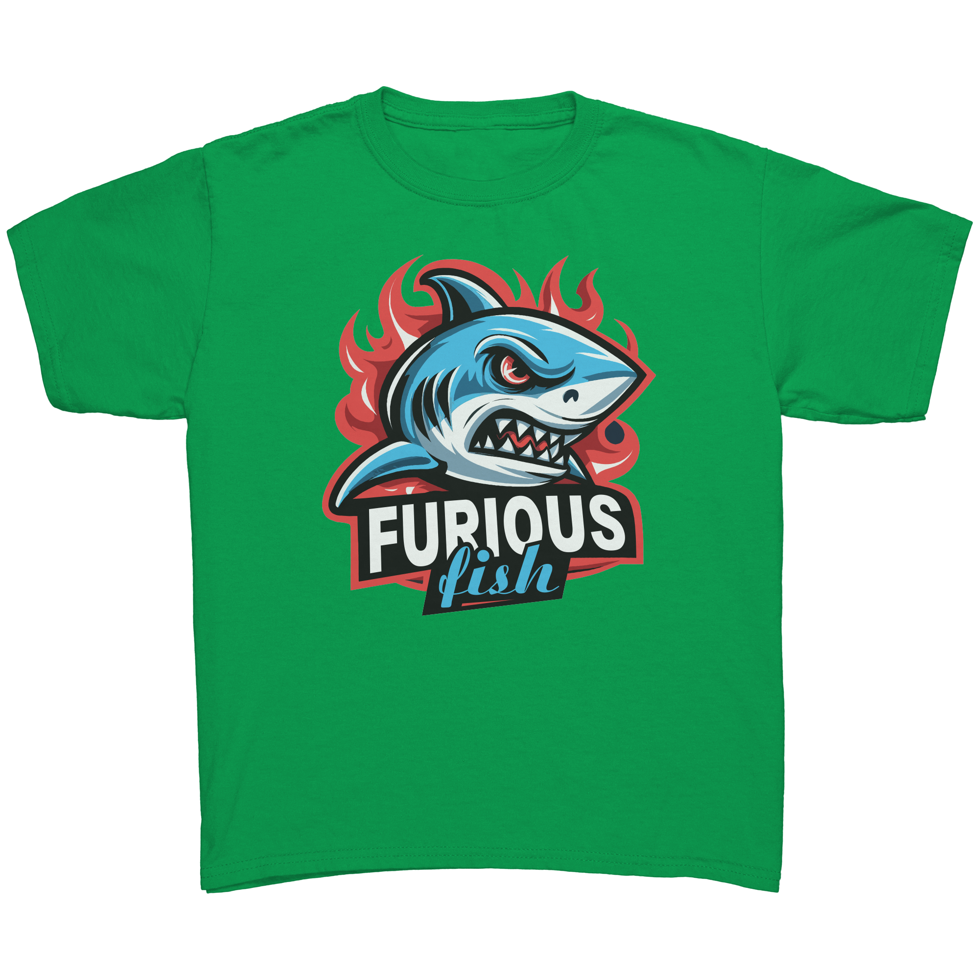Dive into fierce fashion with Sammy the Shark T-Shirt – From the Exclusive 'Furious Fish' Collection (Children's Unisex)