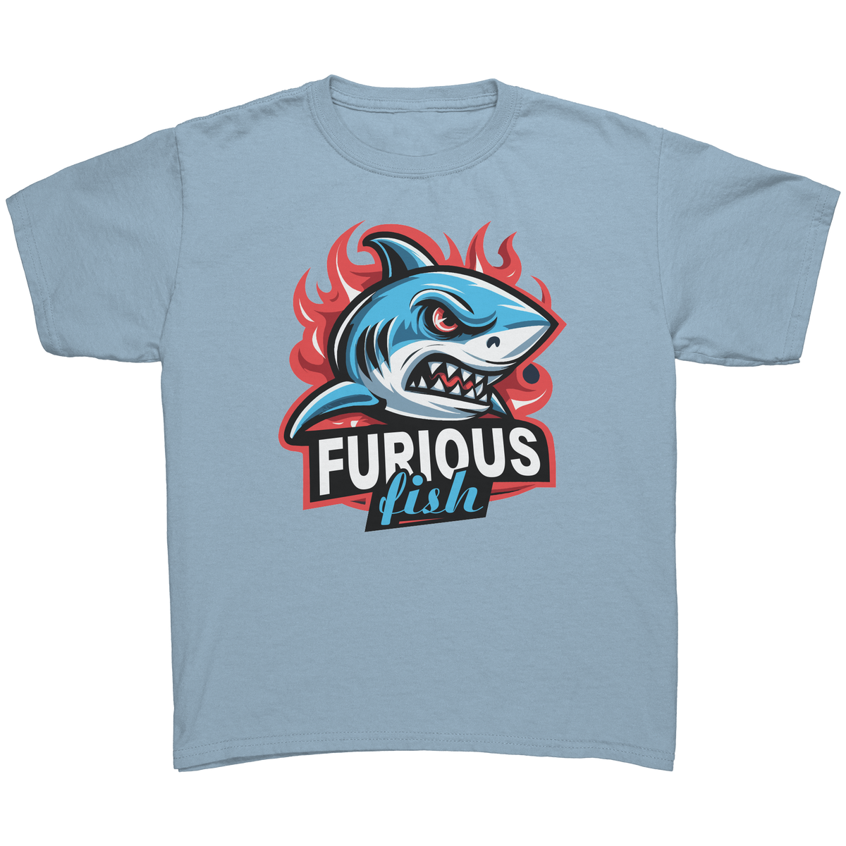 Dive into fierce fashion with Sammy the Shark T-Shirt – From the Exclusive 'Furious Fish' Collection (Children's Unisex)