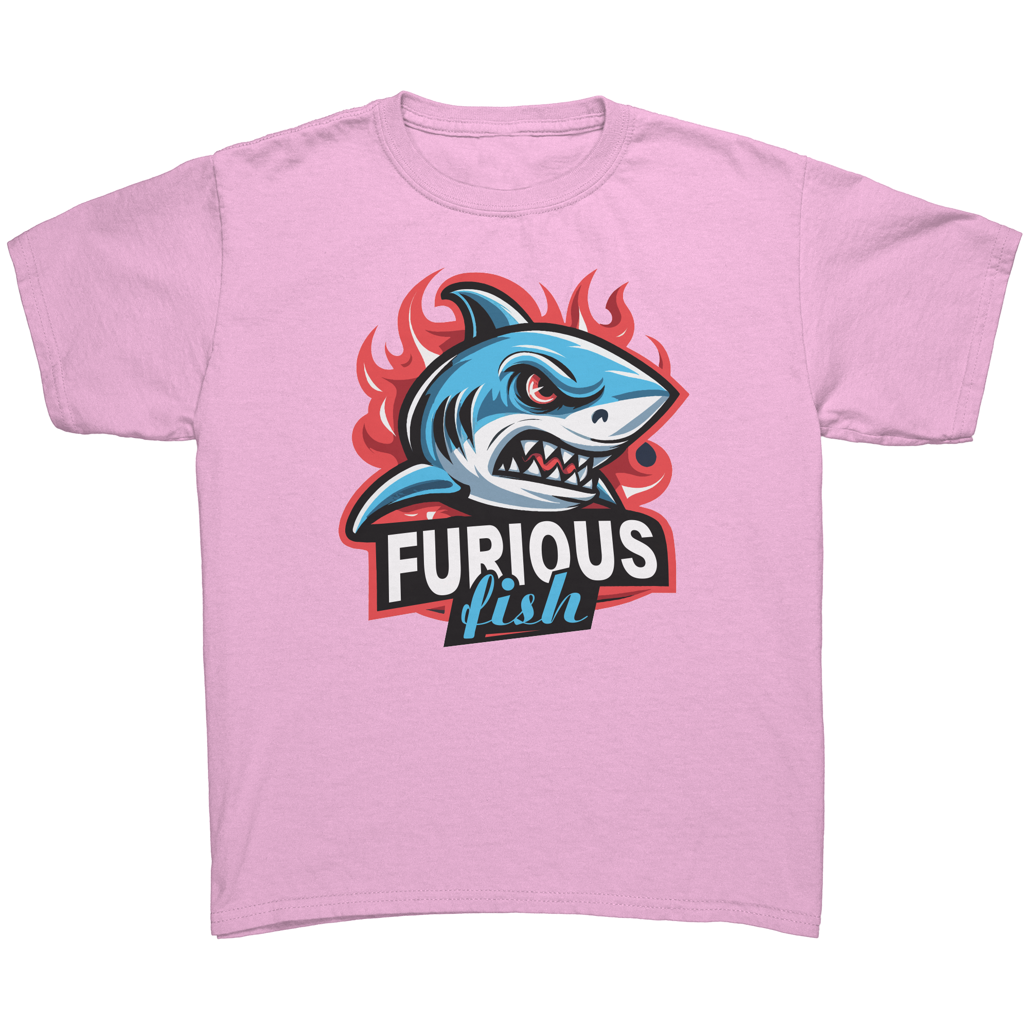 Dive into fierce fashion with Sammy the Shark T-Shirt – From the Exclusive 'Furious Fish' Collection (Children's Unisex)