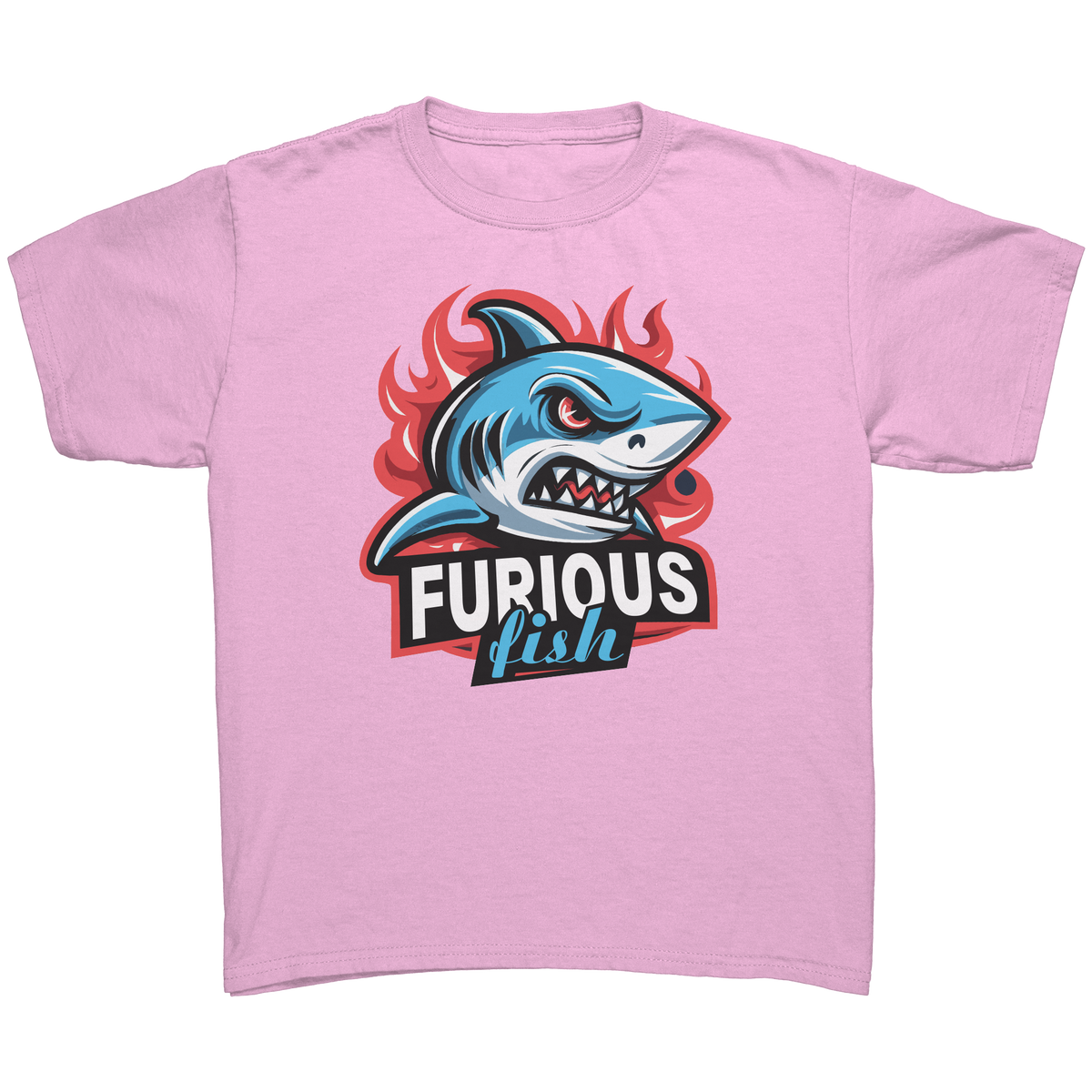 Dive into fierce fashion with Sammy the Shark T-Shirt – From the Exclusive 'Furious Fish' Collection (Children's Unisex)