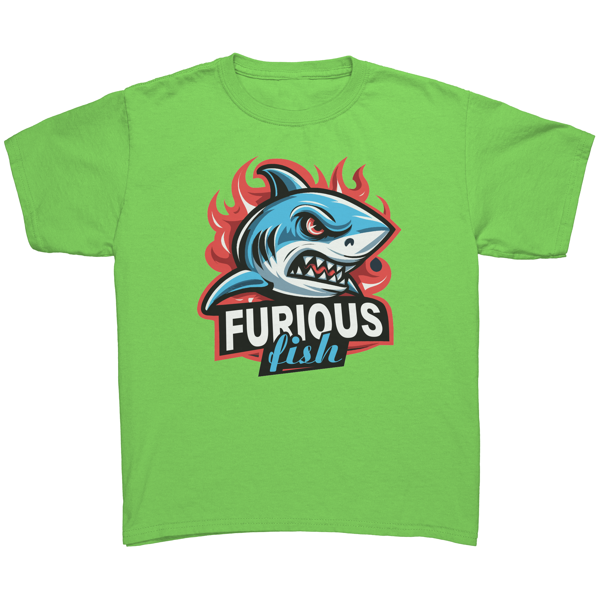 Dive into fierce fashion with Sammy the Shark T-Shirt – From the Exclusive 'Furious Fish' Collection (Children's Unisex)