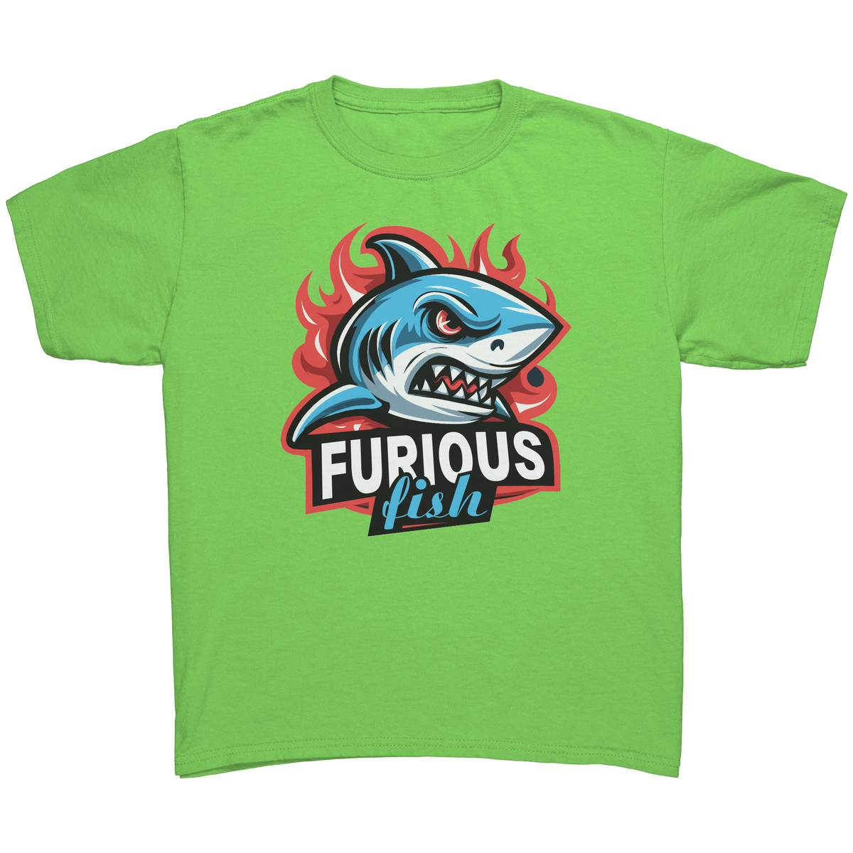 Dive into fierce fashion with Sammy the Shark T-Shirt – From the Exclusive 'Furious Fish' Collection (Children's Unisex)