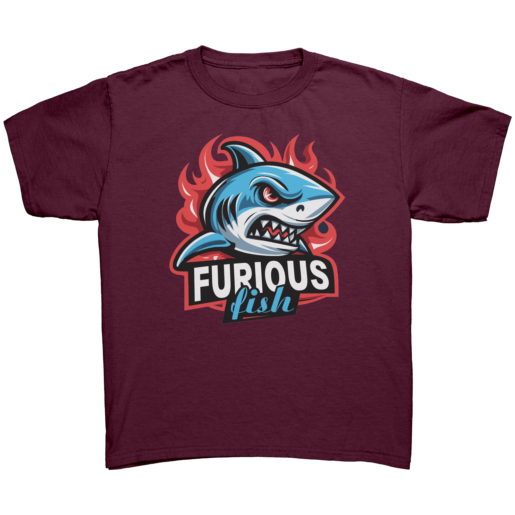 Dive into fierce fashion with Sammy the Shark T-Shirt – From the Exclusive 'Furious Fish' Collection (Children's Unisex)