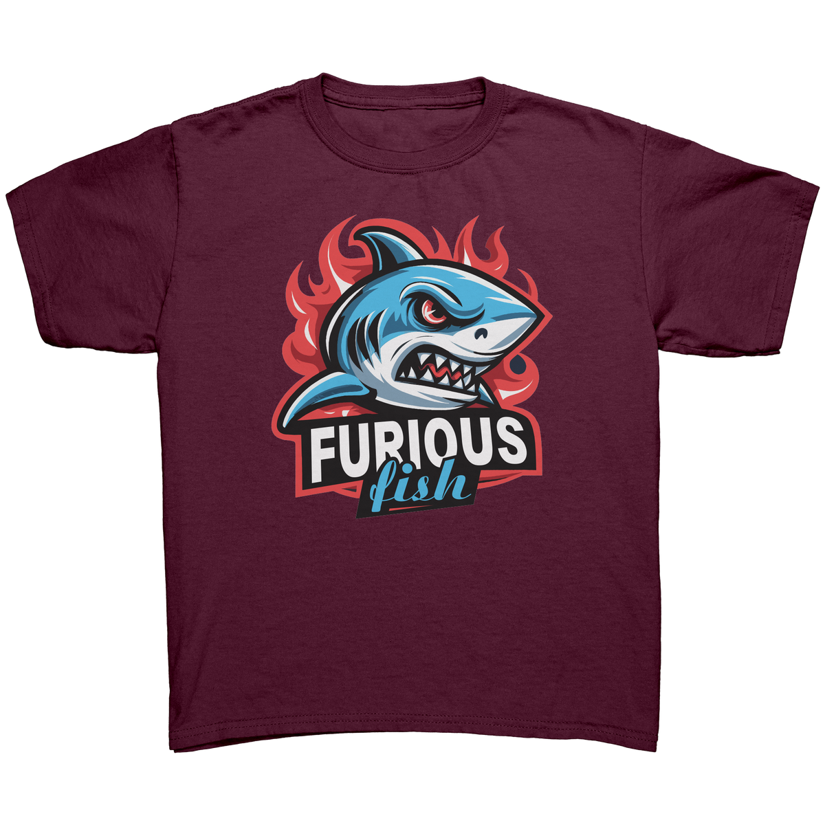 Dive into fierce fashion with Sammy the Shark T-Shirt – From the Exclusive 'Furious Fish' Collection (Children's Unisex)