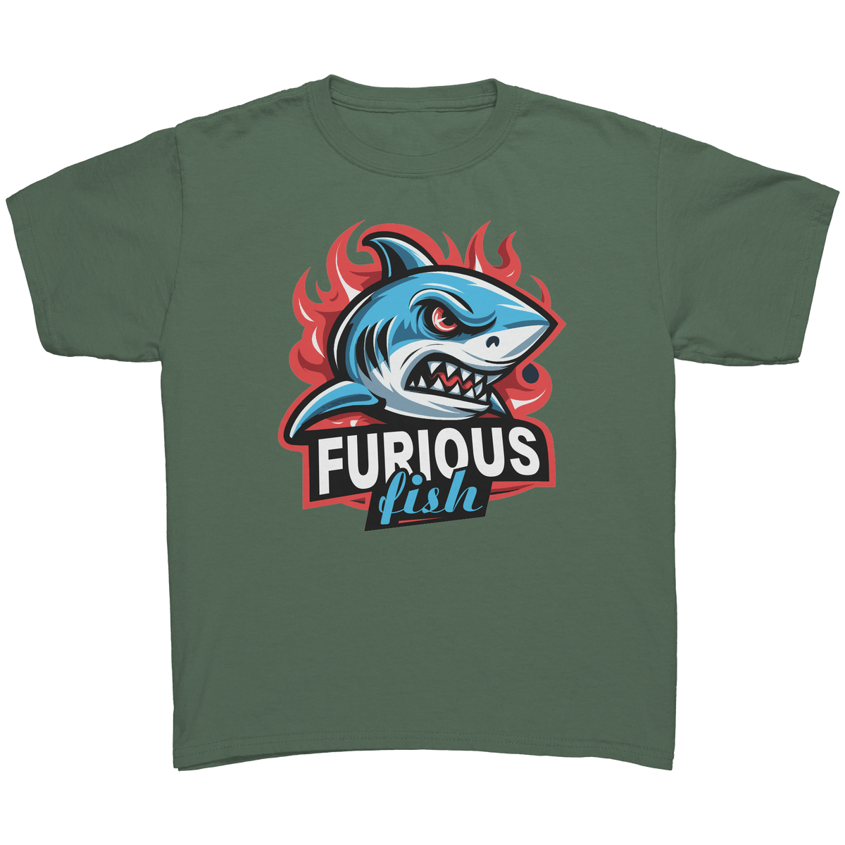 Dive into fierce fashion with Sammy the Shark T-Shirt – From the Exclusive 'Furious Fish' Collection (Children's Unisex)