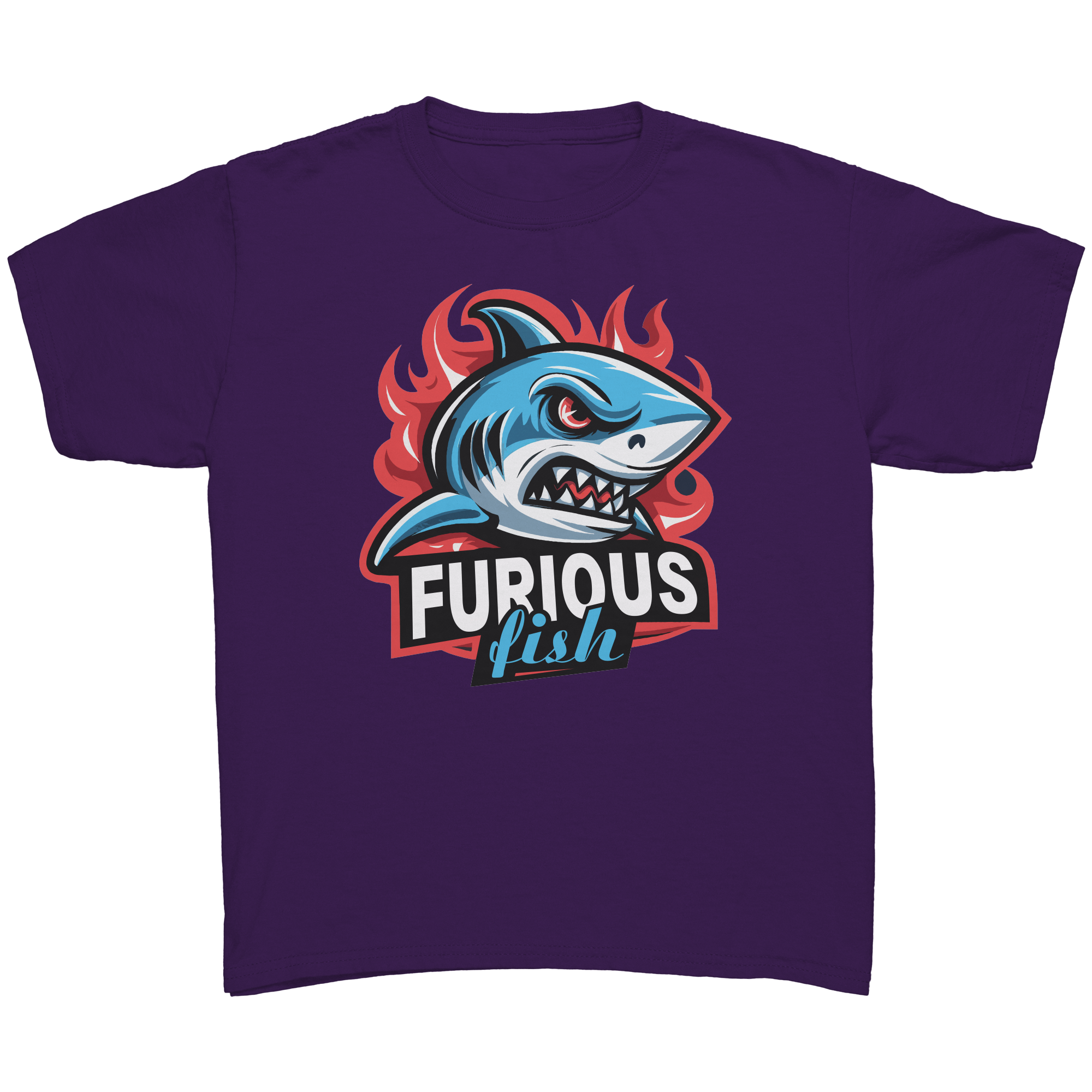 Dive into fierce fashion with Sammy the Shark T-Shirt – From the Exclusive 'Furious Fish' Collection (Children's Unisex)