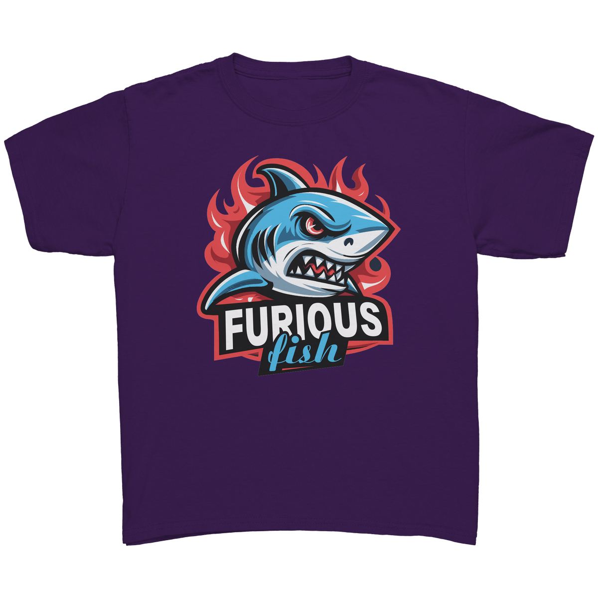 Dive into fierce fashion with Sammy the Shark T-Shirt – From the Exclusive 'Furious Fish' Collection (Children's Unisex)