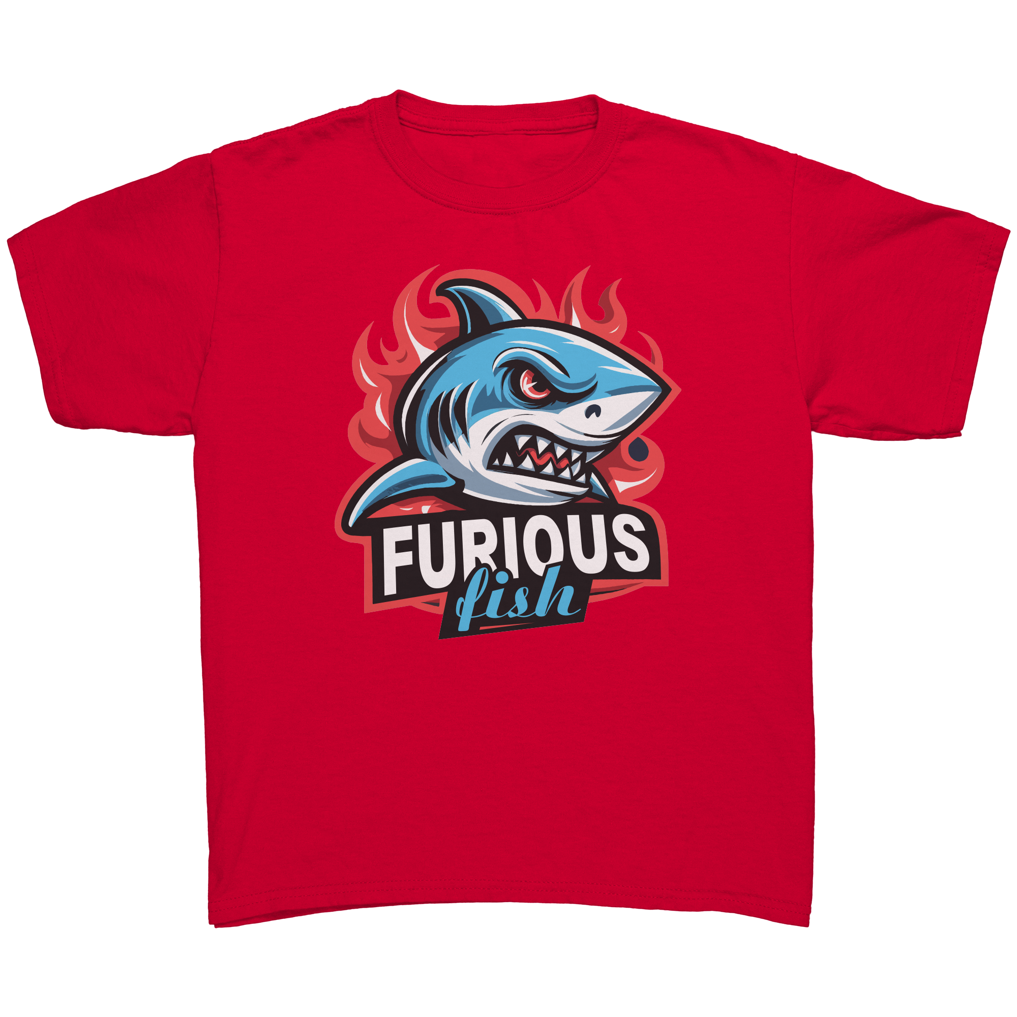 Dive into fierce fashion with Sammy the Shark T-Shirt – From the Exclusive 'Furious Fish' Collection (Children's Unisex)