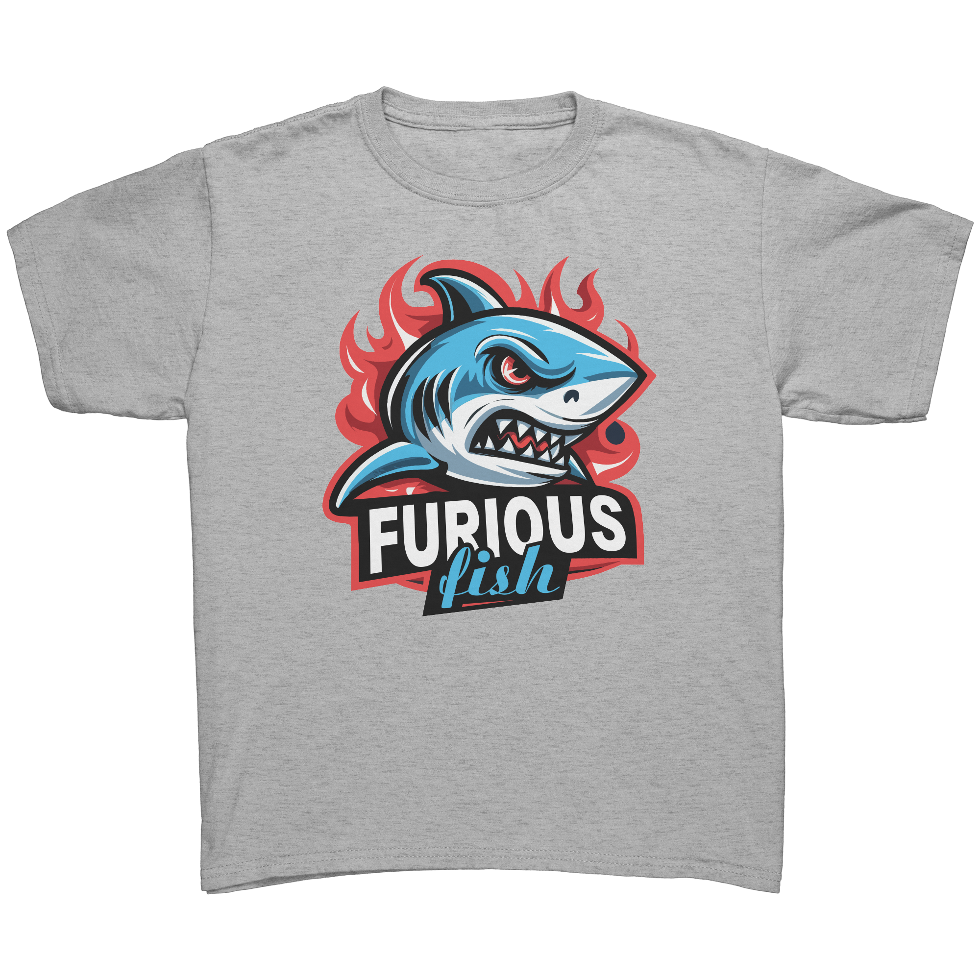 Dive into fierce fashion with Sammy the Shark T-Shirt – From the Exclusive 'Furious Fish' Collection (Children's Unisex)