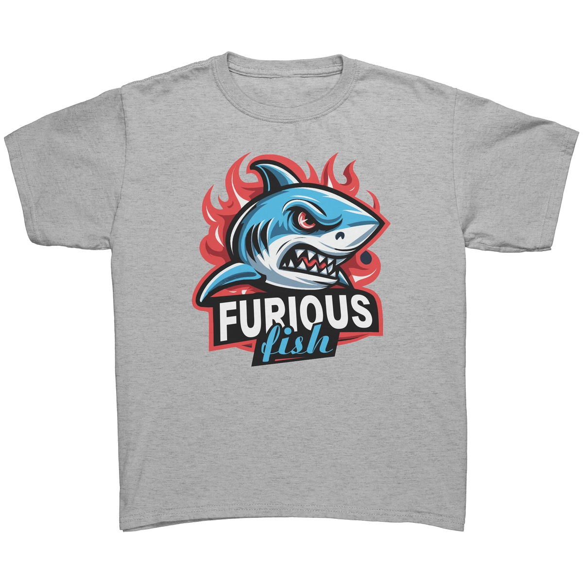 Dive into fierce fashion with Sammy the Shark T-Shirt – From the Exclusive 'Furious Fish' Collection (Children's Unisex)