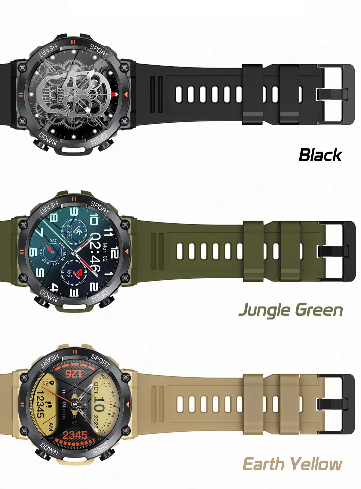 Rugged Military Smart Watch Men For Android Ios Sports Watches 1.39'' Bluetooth Call Waterproof 2023 Original Smartwatch