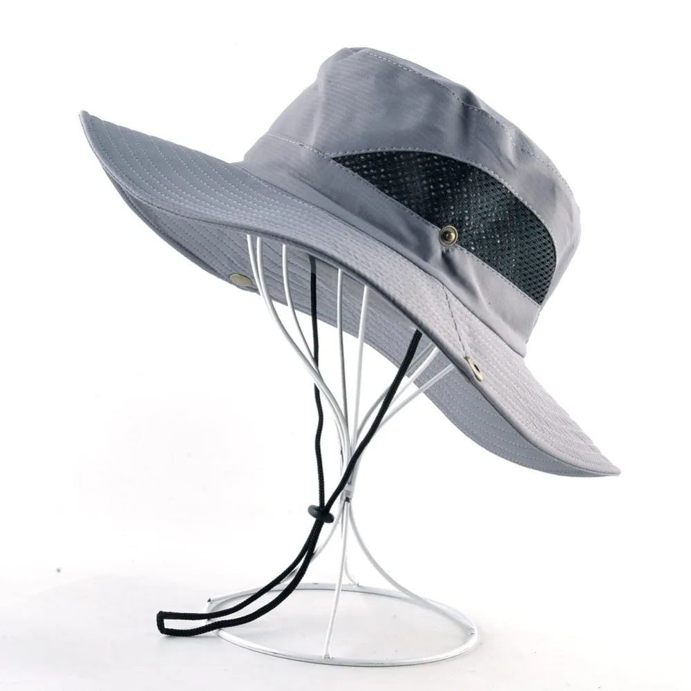 Solid Color Sun Hat – Wide Brim Anti-UV Fishing & Beach Cap for Men and Women