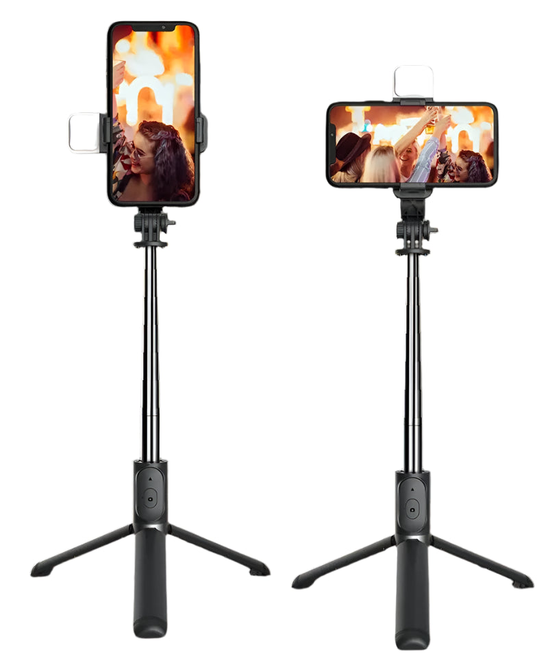 Selfie Stick with Wireless Bluetooth, LED Fill Light, and Extended Tripod (1045mm) for Android & iOS