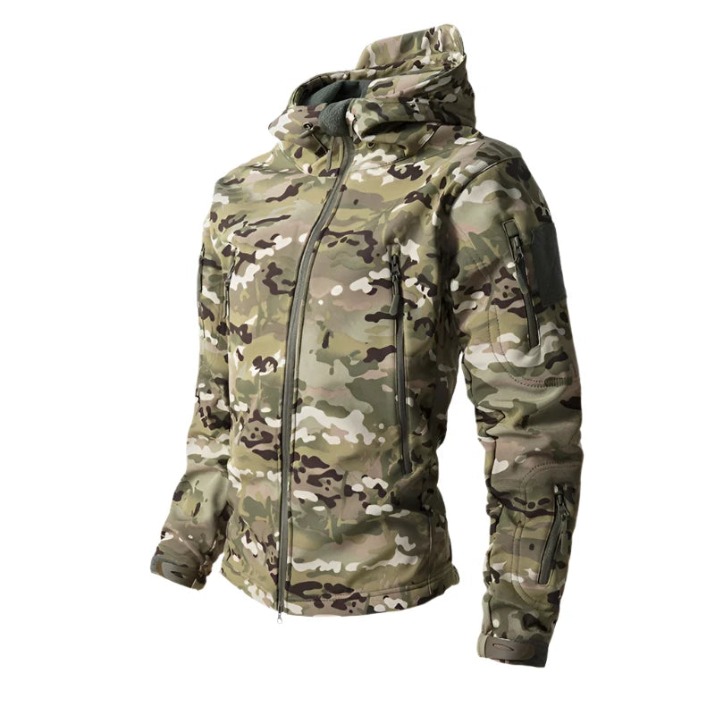 Soft Shell Tactical Jacket - Men’s Waterproof Fleece Hooded Coat