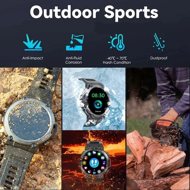 Rugged Military Smart Watch Men For Android Ios Sports Watches 1.39'' Bluetooth Call Waterproof 2023 Original Smartwatch