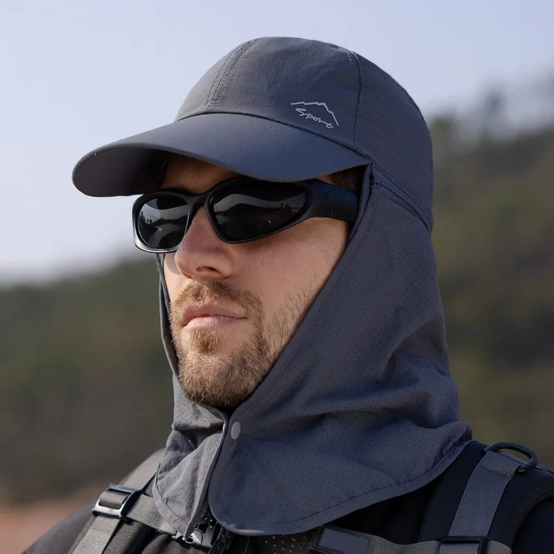 Men’s Quick-Drying Baseball Cap with Detachable Neck Protection – Ultimate Sun Protection with UPF 50+