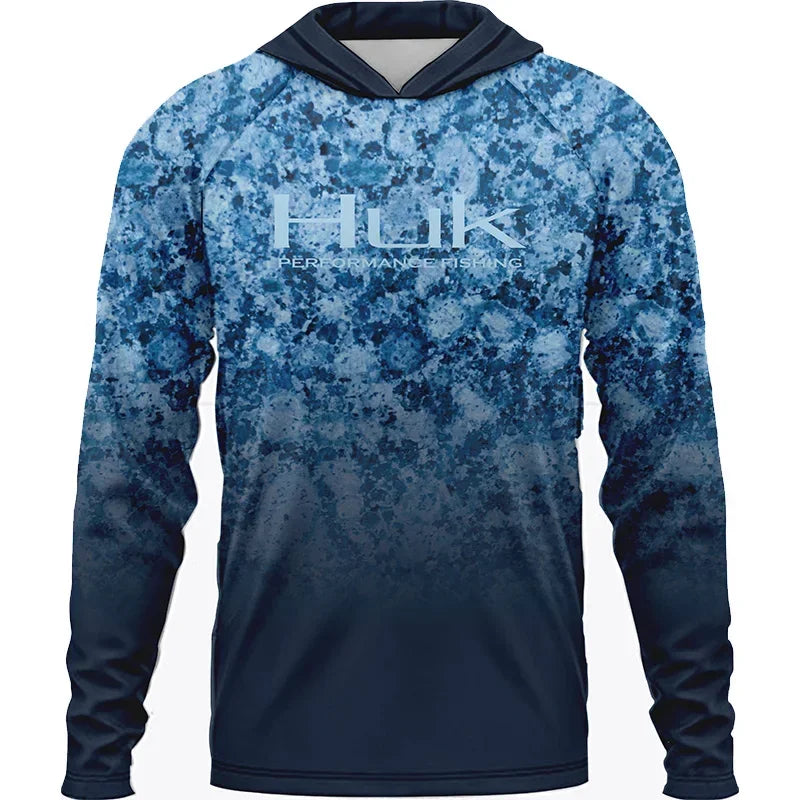 HUK Fishing Long Sleeve UPF 50+ Hooded Shirt – Ultimate Sun Protection for Anglers