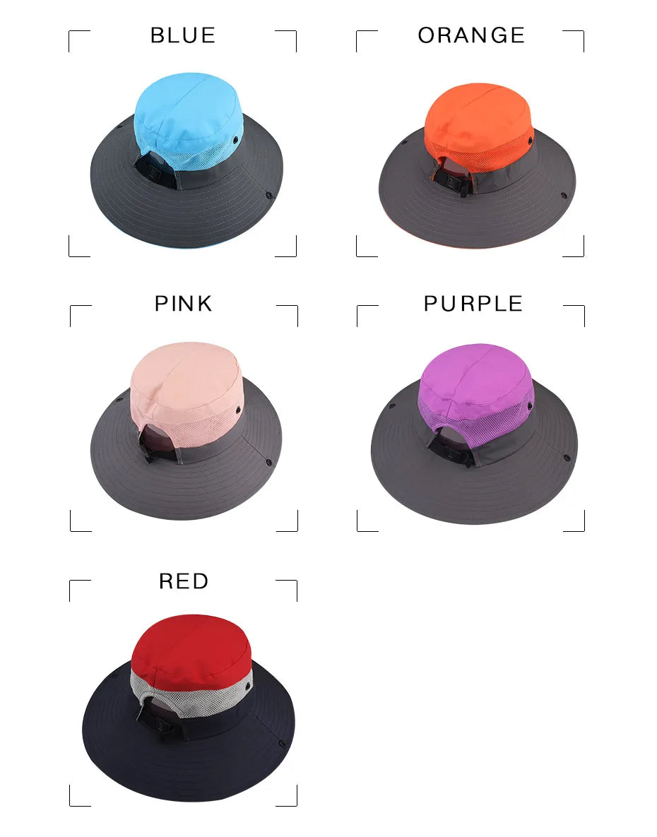 Adjustable Safari Sun Hat – Wide Brim UV Protection Summer Hat with Ponytail Hole