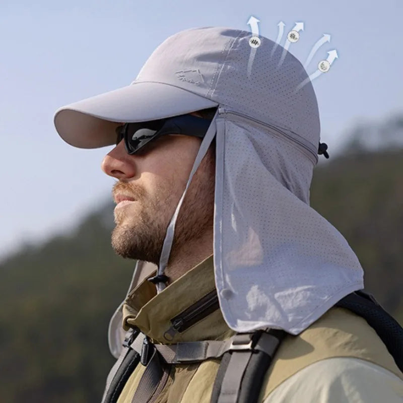Men’s Quick-Drying Baseball Cap with Detachable Neck Protection – Ultimate Sun Protection with UPF 50+