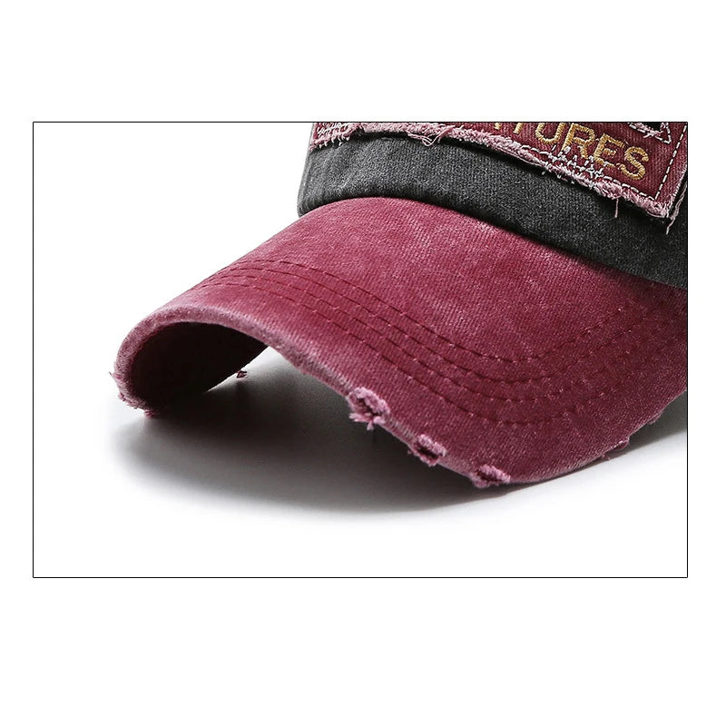 ROCK Letters Embroidered Baseball Cap – Distressed Cotton Adjustable Hat