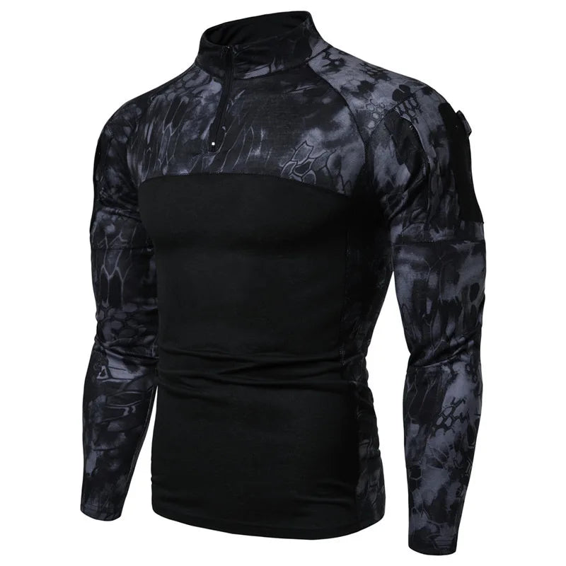 Men's Wicking Figure-Hugging Fitness Camo Long Sleeve T-Shirt