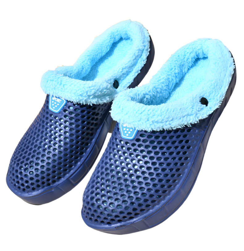 Crocs Style Men's and Women's Cotton Slippers – Warm Winter Mules with Plus Velvet Lining