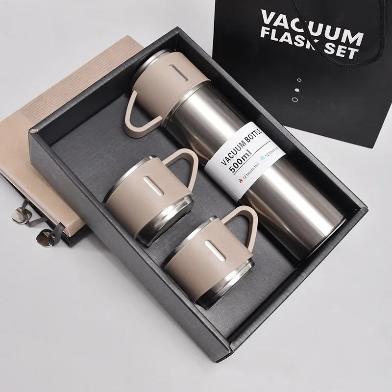 Business Style Stainless Steel Vacuum Flask Set – Sleek and Functional Gift