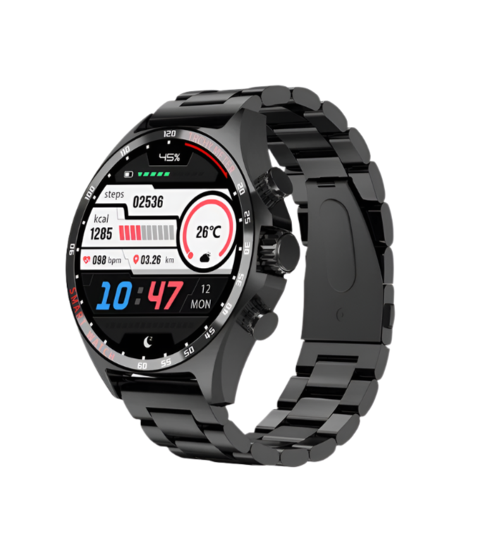 Stainless Steel Smartwatch: 1.58'' Display, Bluetooth Calling, Wireless Charging