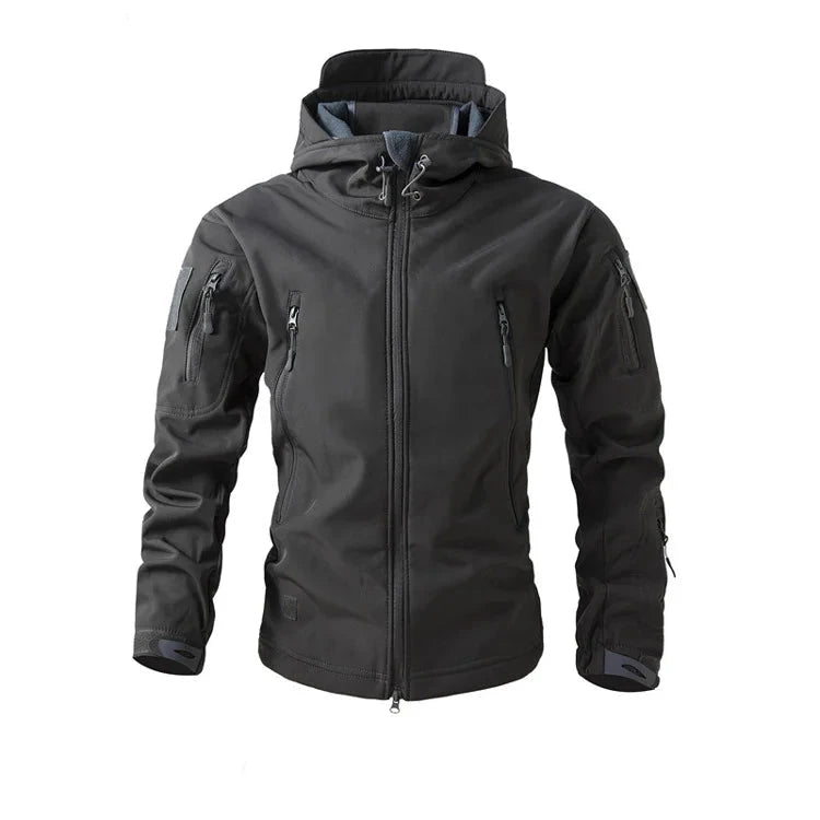Soft Shell Tactical Jacket - Men’s Waterproof Fleece Hooded Coat