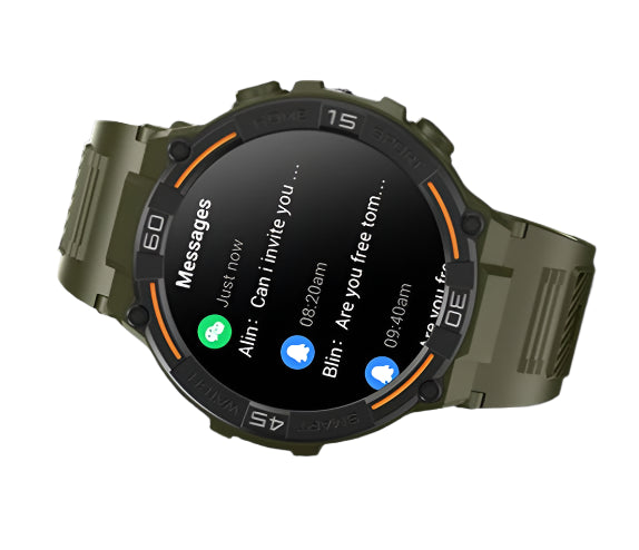 Outdoor Military Rugged Smartwatch – GPS, Bluetooth Calls & Fitness Tracking