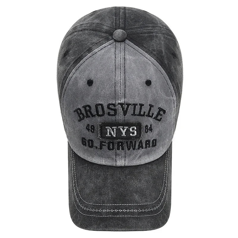 Brosville Embroidered Washed Baseball Cap – Fashionable Outdoor Streetwear