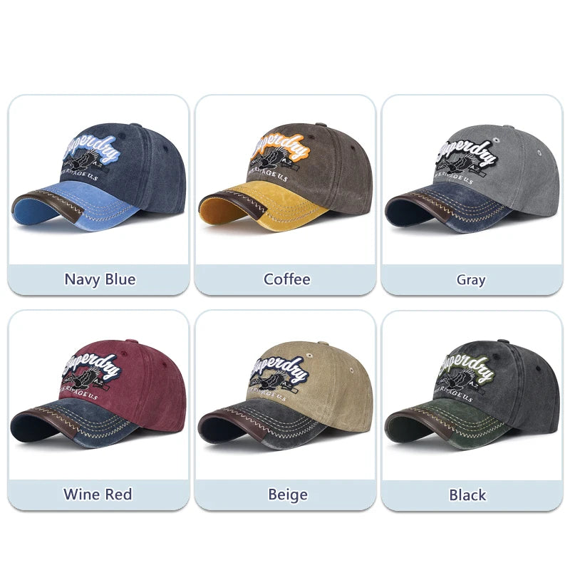 Unisex Denim Style Embroidered 'Superdry' Baseball Cap – American Retro Fashion