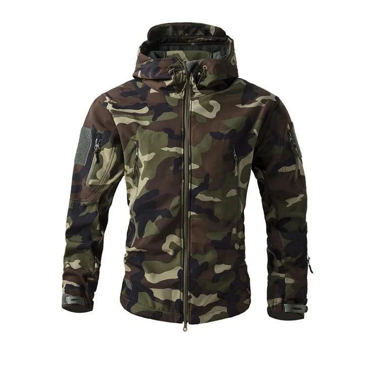 Soft Shell Tactical Jacket - Men’s Waterproof Fleece Hooded Coat