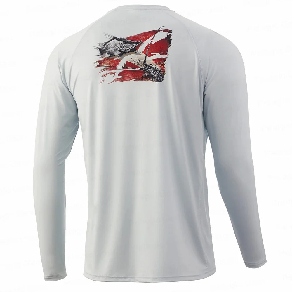 UPF 50+ Hooded Fishing Shirt with Fish Motif – Style Meets Performance