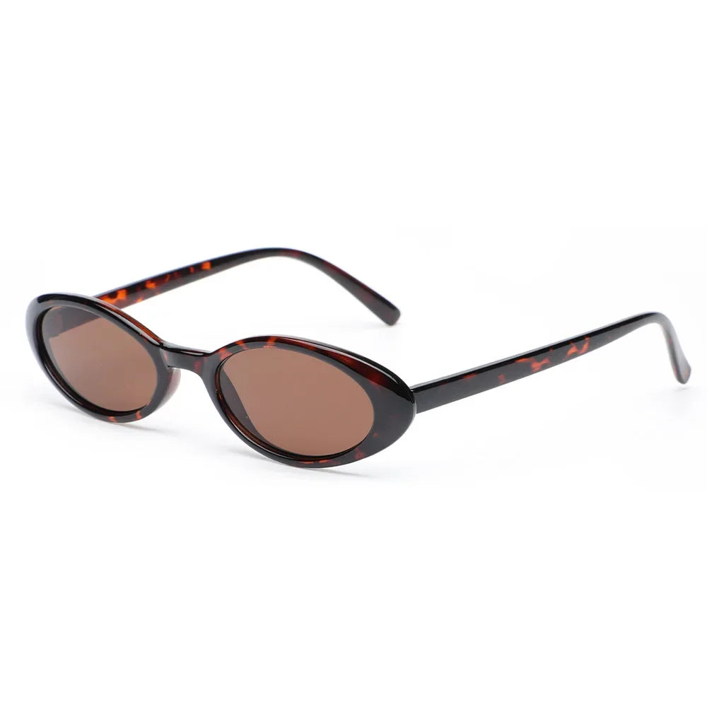 Sexy Small Oval Women's Sunglasses – Retro Chic with Leopard & Colorful Shades