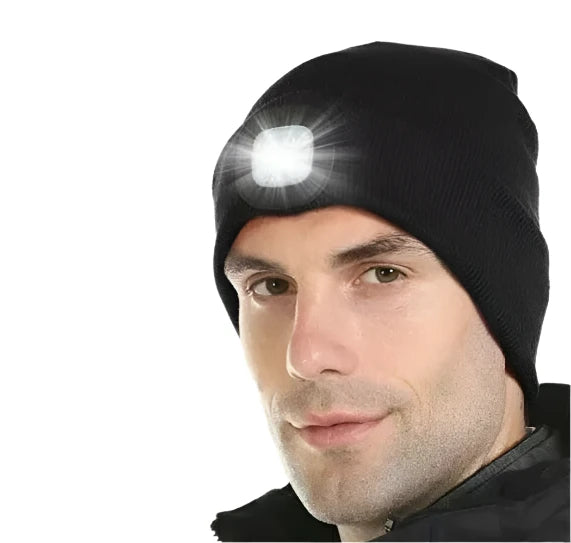 LED Light Knitted Beanie | Warm & Elastic Headlamp Hat for Outdoor Adventures