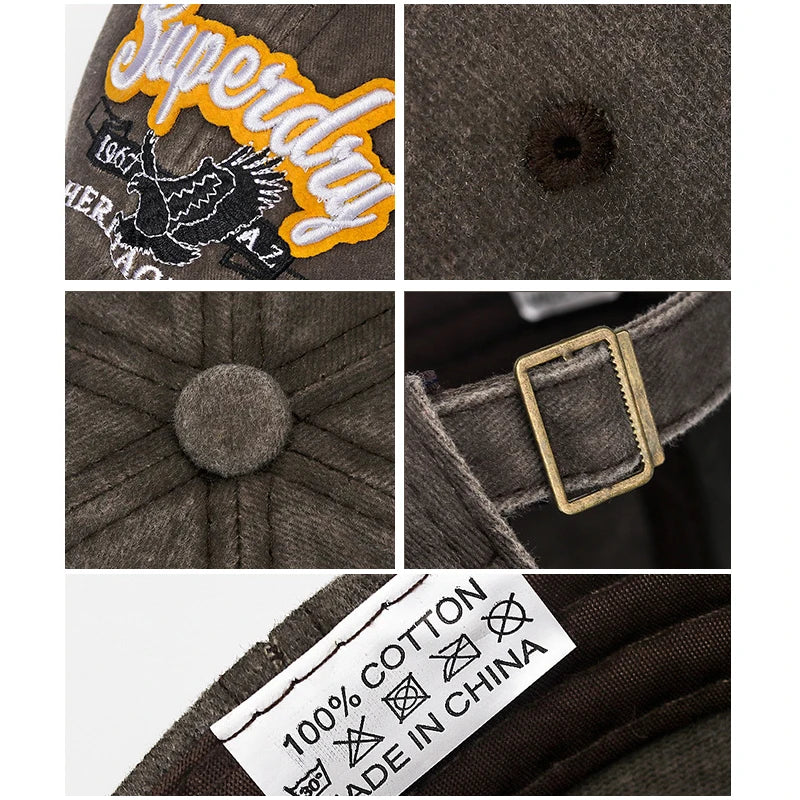 Unisex Denim Style Embroidered 'Superdry' Baseball Cap – American Retro Fashion