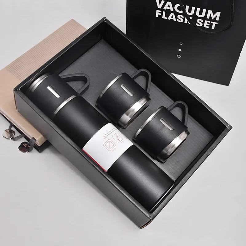 Business Style Stainless Steel Vacuum Flask Set – Sleek and Functional Gift