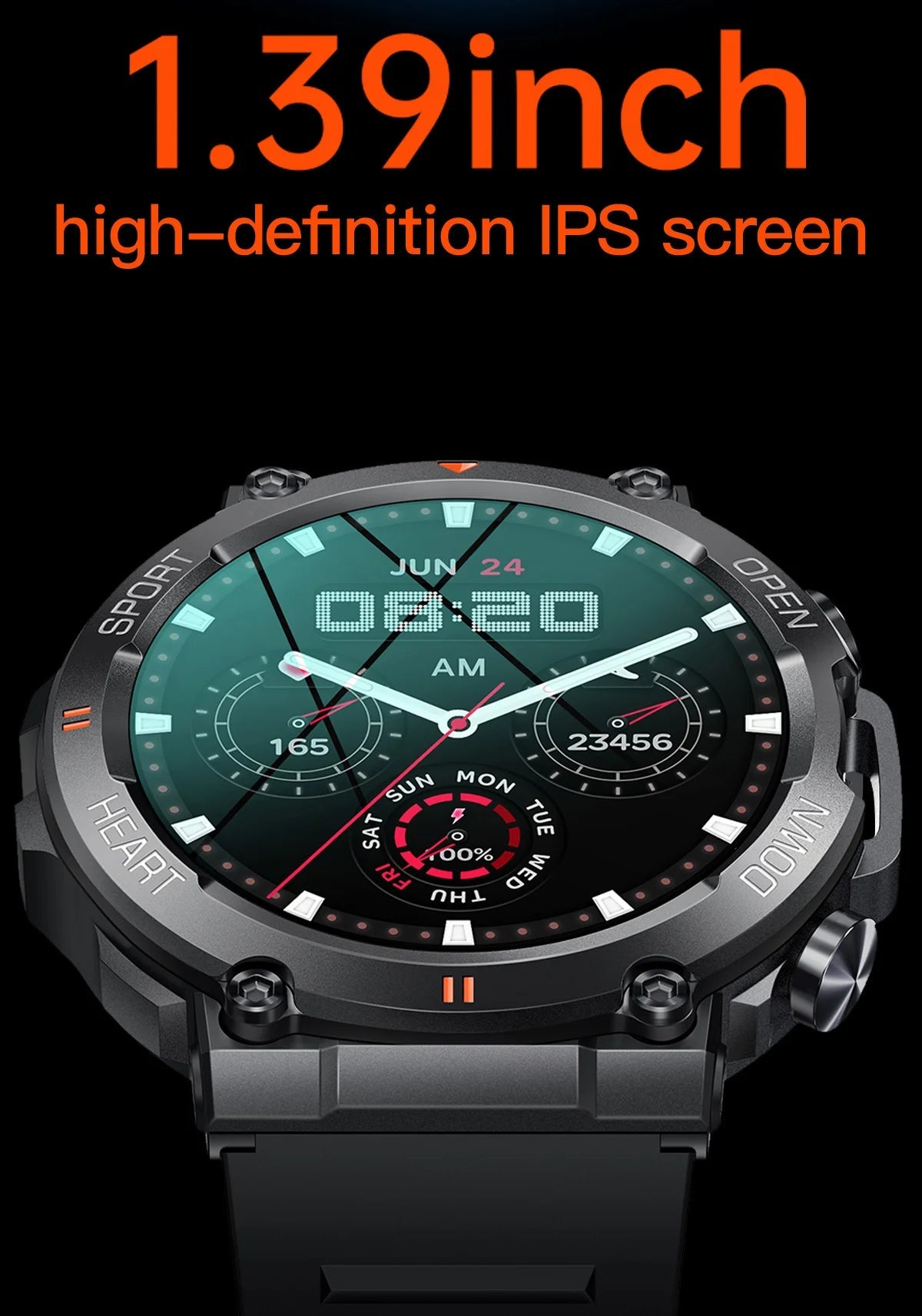 Rugged Military Smart Watch Men For Android Ios Sports Watches 1.39'' Bluetooth Call Waterproof 2023 Original Smartwatch