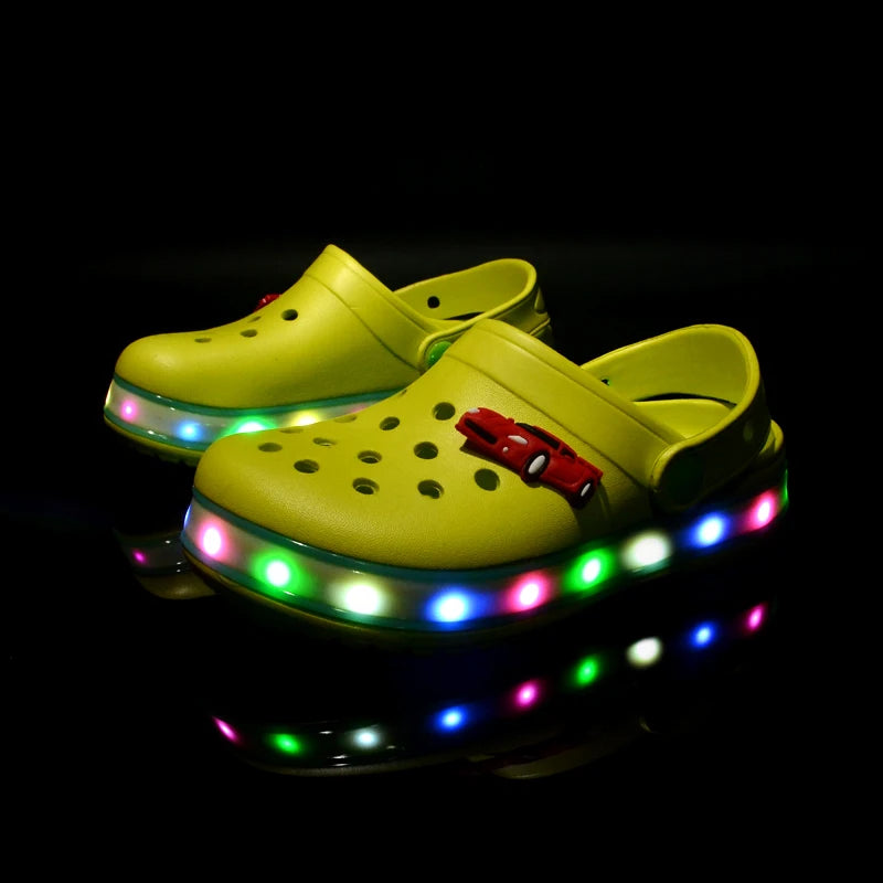LED Light-Up Kids' Crocs Style Hole Sandals – Breathable & Waterproof Summer Shoes