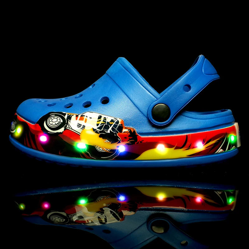 LED Light-Up Kids' Crocs Style Hole Sandals – Breathable & Waterproof Summer Shoes