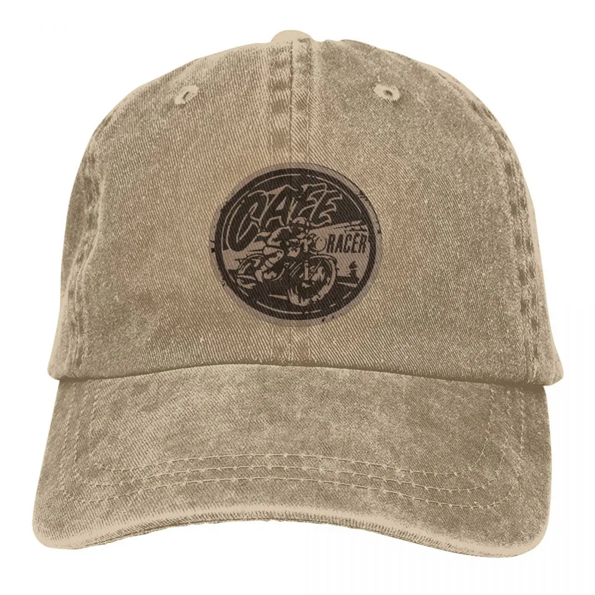 Unisex 'Café Motorcycle Racer' Baseball Cap – Classic Distressed Denim