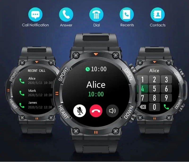 Rugged Military Smart Watch Men For Android Ios Sports Watches 1.39'' Bluetooth Call Waterproof 2023 Original Smartwatch