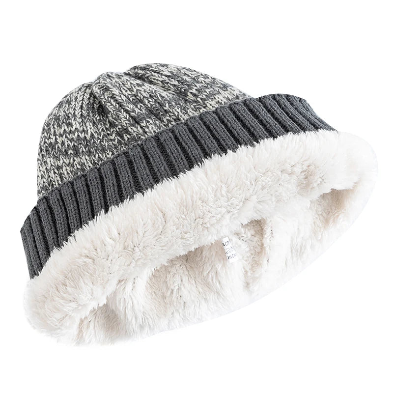 Unisex Two-Tone Fur-Lined Winter Beanie – Warm, Stylish, & Casual