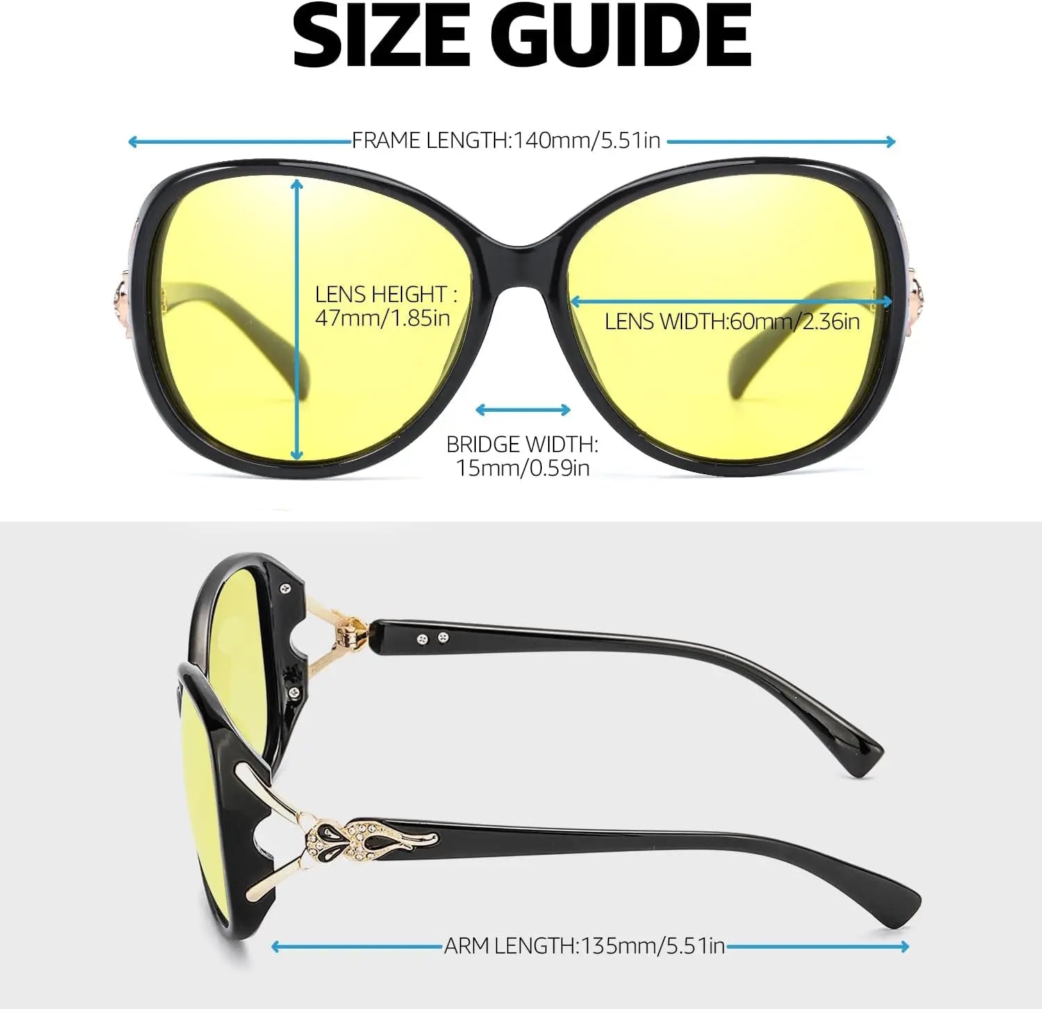 Shooting / Night Vision Driving Glasses, Polarized Yellow Lenses