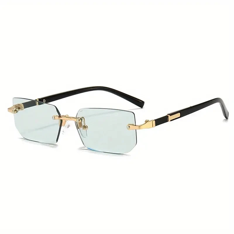 Rimless Rectangle Sunglasses – Trendy Small Square Shades for Men & Women