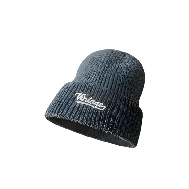 Winter Embroidery Knitted Cap – Cozy & Versatile Wool Beanie with Ear Protection